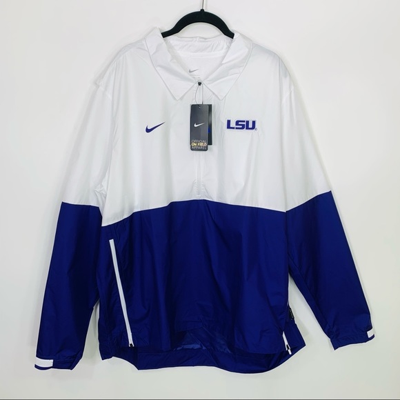 Nike Mens LSU Tigers 1/2 zip On Field Windbreaker